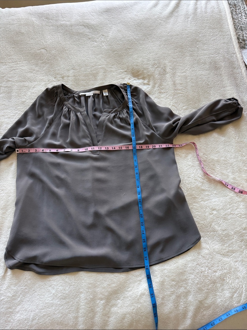Max Studio Taupe Silk Tunic - Picture 5 of 5